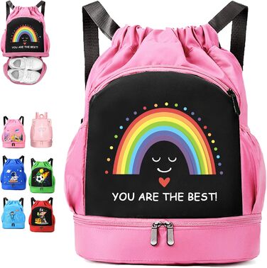 Дитяча спортивна сумка Youyike, водонепроникний рюкзак з відділенням для мокрого одягу, для дівчаток та хлопчиків, зелений, кольорова