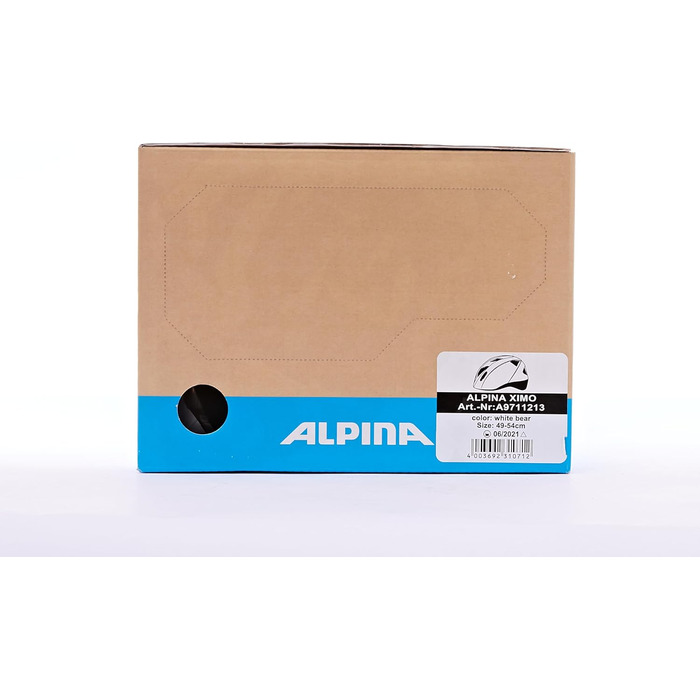 Дитячий велосипедний шолом ALPINA XIMO, легкий, ударостійкий, з LED-підсвіткою, білий з ведмедем, 49-54 см