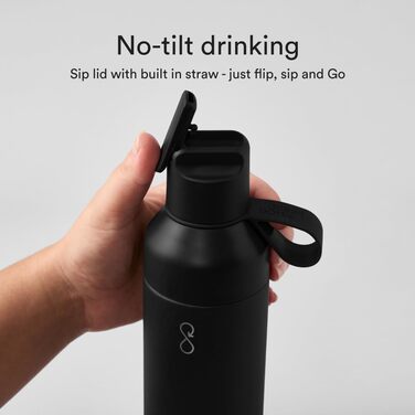 Екологічна пляшка Ocean Bottle GO 500 мл з переробленої нержавіючої сталі, чорна, багаторазова