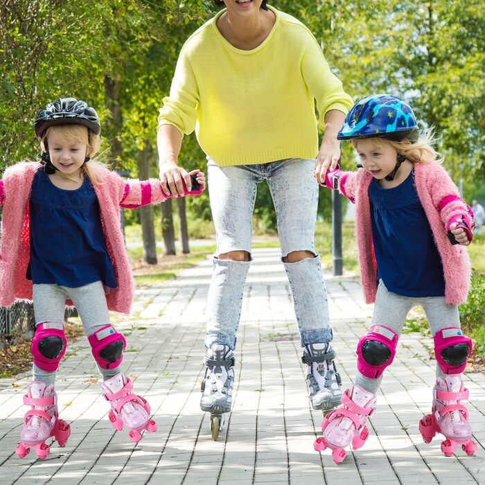 Роликові ковзани для дітей регульовані, рожеві, 24-31 розмір, для дівчаток, підходять для занять в приміщенні та на вулиці