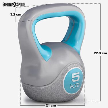 Kettlebell GORILLA SPORTS з пластику 2-20 кг, поштучно/набір, гіря для фітнесу