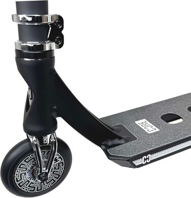 Скутер вілсажний CORE Trick Tretroller 110mm з колесами ABEC 9 для початківців та професіоналів, від 5 років, регульована висота 78-95 см + наліпка Fantic26 (Park CL1 H=86cm, чорний хром)