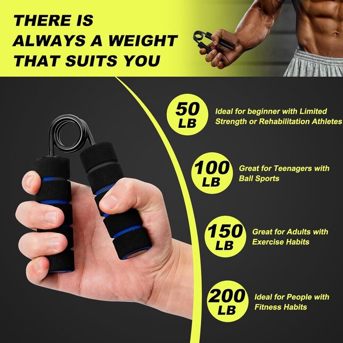 Набір для тренування рук та пальців (4 шт.), алюмінієвий підлокітний тренажер, тренажер сили хвата, тренажер м'язів рук для зміцнення хвата, нарощування м'язів та реабілітації рук (50/100/150/200 LBS)