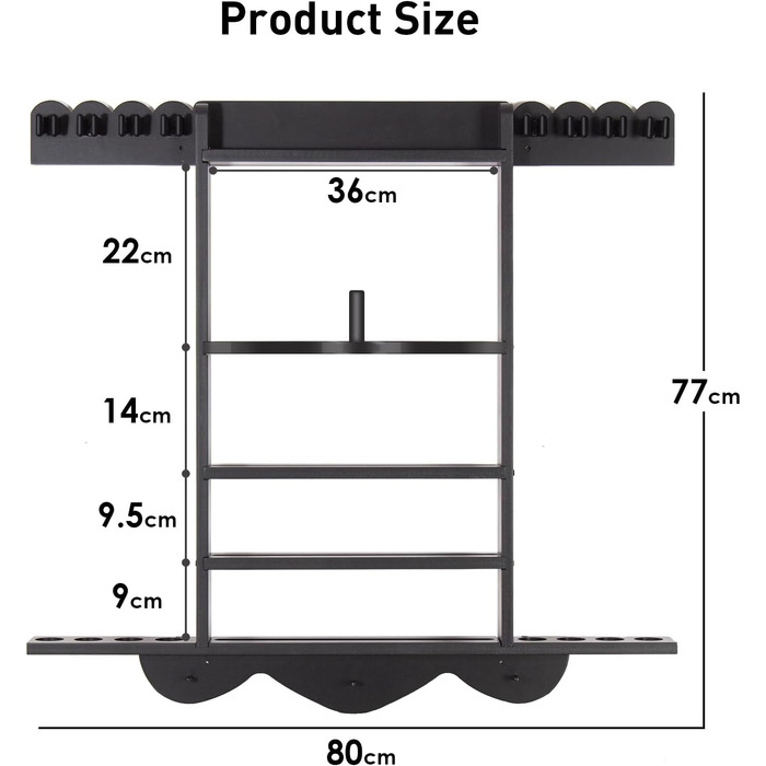 Стенд для київ Leogreen на 8 київ, 18 куль, 3 підставки для куль та рулон паперу. Настінний органайзер з дерева для більярдних кімнат, барів та клубів