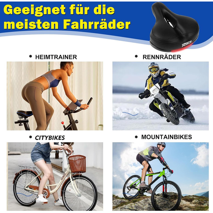 Велосипедне сідло з гелевим наповнювачем Pro 2.0: широке, м'яке, комфортне, дихаюче, з пам'яті ефектом, водонепроникне (чорне)