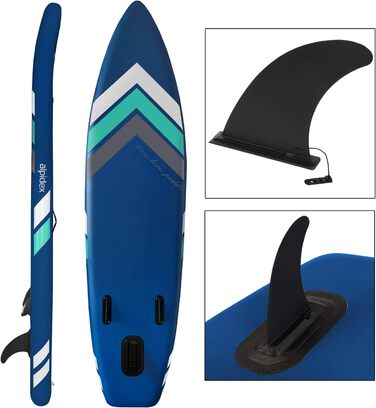 Набір SUP ALPIDEX Stand Up Paddle 305 см, синій. Надувний, стабільний, легкий, комплект з сумкою, веслом, фінами, насосом, стропом та набором для ремонту. Макс. вантажопідйомність 150 кг.