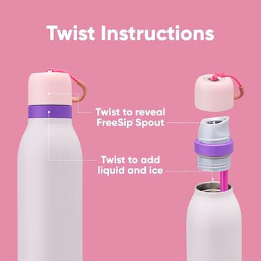 Owala FreeSip Twist ізольована пляшка для води з нержавіючої сталі зі соломинкою, 680 мл, рожево-фіолетова, BPA-free, для спорту та подорожей