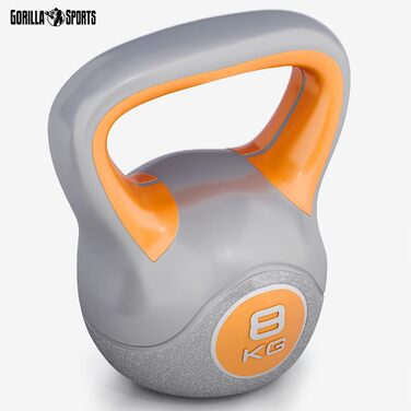 Кетлбелл GORILLA SPORTS 8 кг, пластиковий, гиря для фітнесу та тренувань, окремо або в наборі