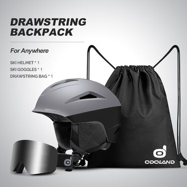 Шолом для лиж та сноуборду Odoland з маскою, сірий, розмір L (60-61 см)
