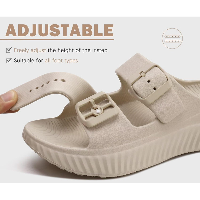 Жіночі сандалії KuaiLu для відновлення, спортивні слайдери з підтримкою склепіння стопи, ортопедичні, для фасціїту п'яткової кістки, товсті літні сандалії (бежеві, 38 EU)
