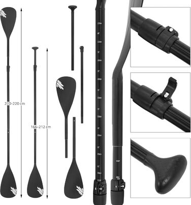 Надувна SUP-дошка ECD Germany 320x82x15 см з каяк-сидінням, комплект аксесуарів, чорна/блакитна/бірюзова/сіро-оранжева, ПВХ, алюмінієве весло, для серфінгу та веслування