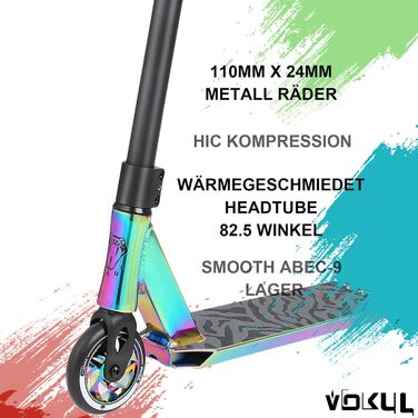 Трюковий самокат VOKUL Pro BZIT K1 з колесами 110 мм для дітей, підлітків і дорослих, алюмінієві колеса, фрістайл, подарунок AllRainbow