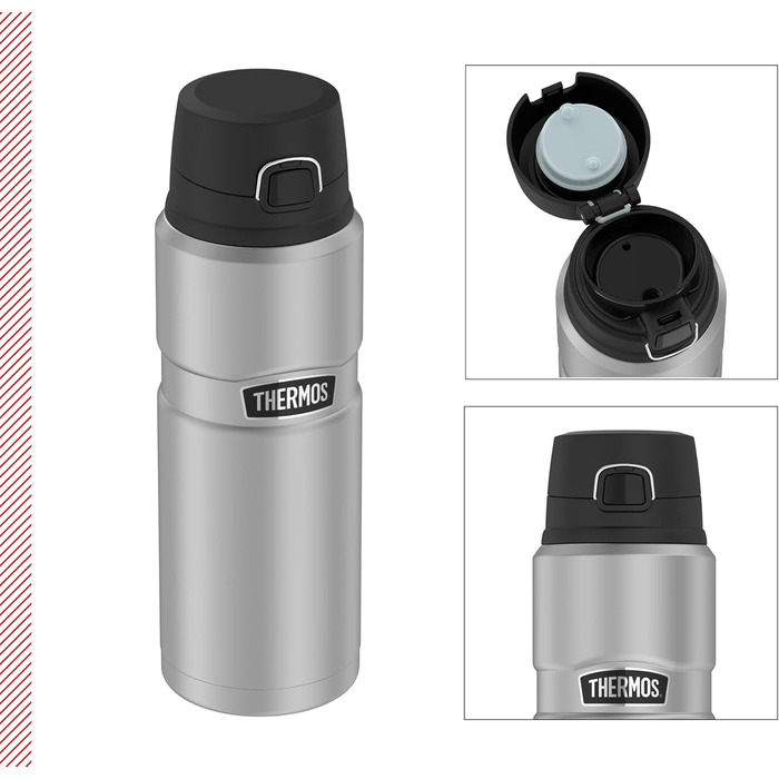 Термос-бутилка Thermos Stainless King 0,7 л з нержавіючої сталі, матова, з кришкою Safe Flow, 15 годин гарячого/24 години холодного, пляшка для води та чаю, придатна для миття в посудомийній машині, BPA-free