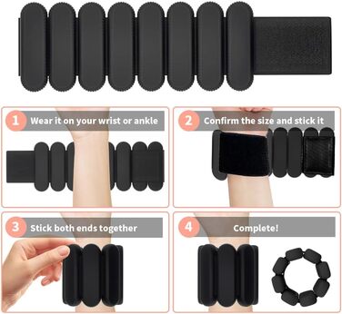 Регульовані вантажні манжети для зап'ястя та щиколоток, комплект для тренувань, ходьби, бігу, йоги, аеробіки, пілатесу, вантажне ремінь, фітнес-браслет, чорний
