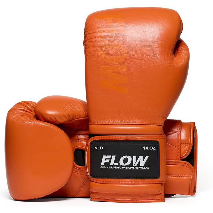 Боксерські рукавички Flow Challenge з натуральної шкіри для спарингу та тренувань, Муай Тай, кікбоксинг, ММА, бойові мистецтва, чоловічі та жіночі (Помаранчеві, 12 oz)