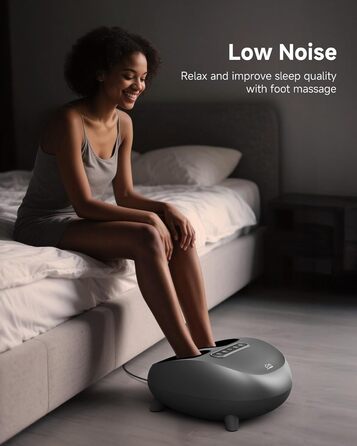 Електричний масажер для ніг Snailax Shiatsu з підігрівом та глибоким розминанням. Для лікування п'яткової шпори, подарунок для жінок/чоловіків. Розмір 48, срібний колір.