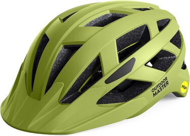 Велошолом OutdoorMaster MIPS із вентиляцією, змінними підкладками, для підлітків та дорослих, розмір 59-61 см, жовтий, для гірських та шосейних велосипедів