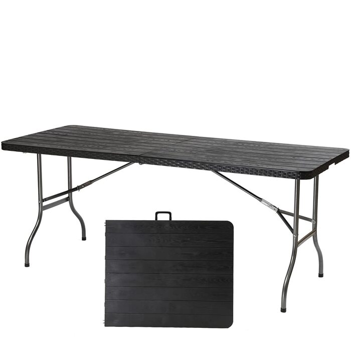 Складний стіл Sekey Buffettisch 181x75,5x73 см, ротанг, сірий - для саду, балкону, тераси, кемпінгу