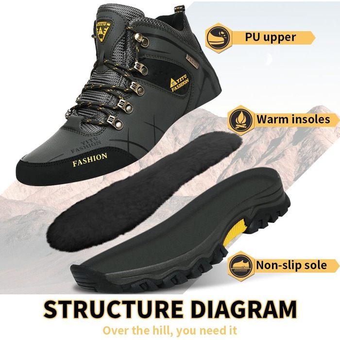 Чоловічі трекінгові черевики Littleplum, водонепроникні, дихаючі, з підкладкою, антиковзаюча підошва, високий верх, спортивні, зелені, 43 EU