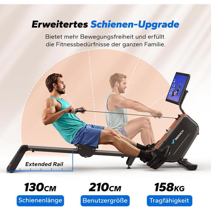 Гребний тренажер MERACH R15B3 з APP, складаний, тихий, з розширеними направляючими