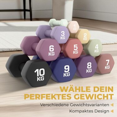 Набір гантелей HQ Germany® 2x2 кг, пастельні кольори, для фітнесу та Pilates, Home Gym, гантелі для жінок