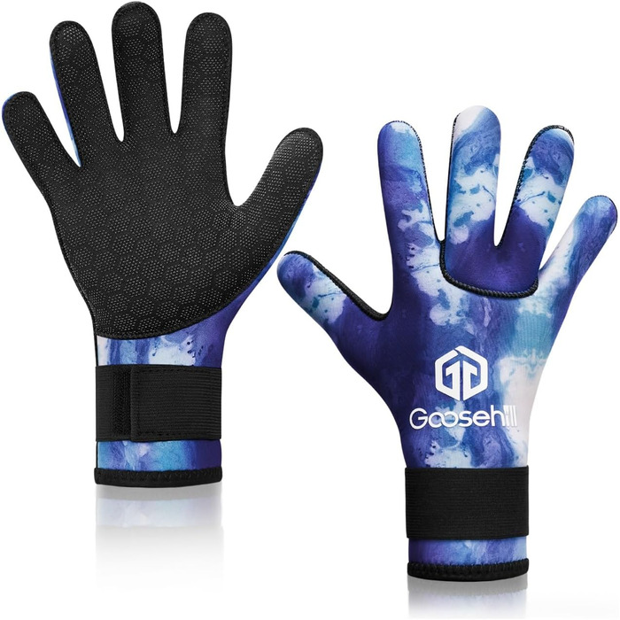 Рукавички для плавання та дайвінгу з неопрену Goosehi, 3 мм, для чоловіків та жінок, з посиленими гумовими вставками, гнучкі терморукавички для дайвінгу, снорклінгу, серфінгу, каякінгу (Морська синя, L)