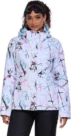 Жіночий сніговий комбінезон HOTIAN: водонепроникний, вітронепроникний, теплий, для катання на лижах, сноуборді, походів та альпінізму. SMN M 2colorful+white