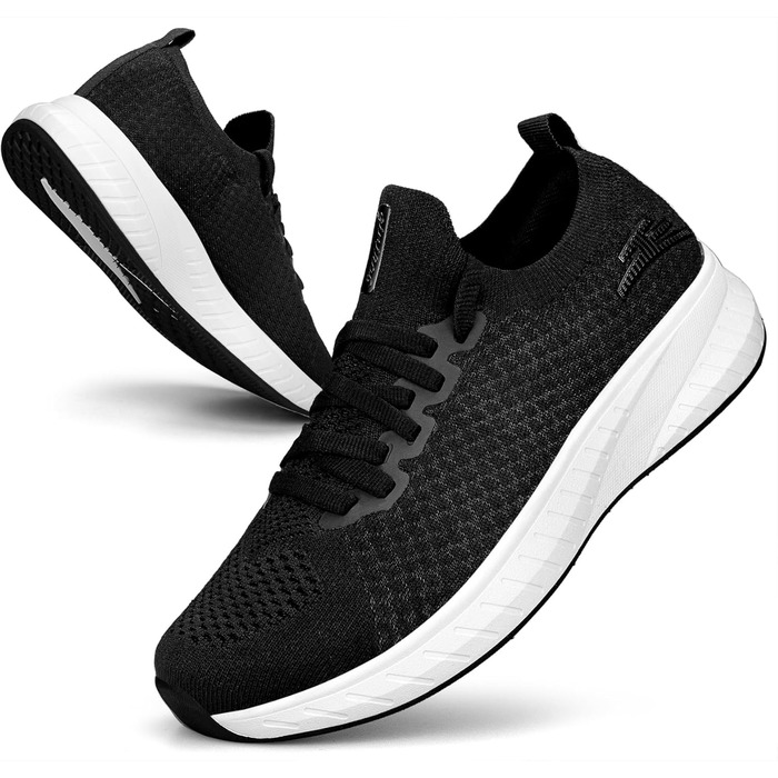 Жіночі спортивні кросівки для бігу та повсякденного носіння. Легкі, дихаючі, чорно-білі (36 EU)