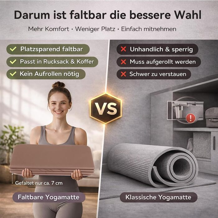 Килимок для йоги FunLife XXL 190x66x10мм: Нековзкий, складаний, для йоги, пілатесу та фітнесу (Колір: Карамель-Абрикос)