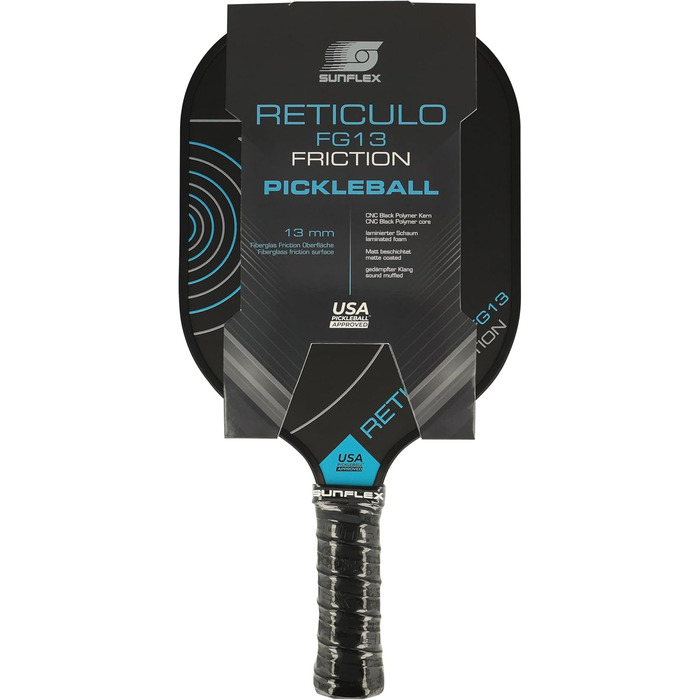 Sunflex Pickleball ракетка Reticulo FG13 Friction з фібергласовою поверхнею, для професіоналів і любителів, трендовий спорт для всіх вікових груп