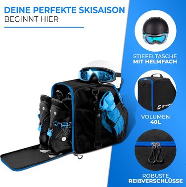 Чохол для лижних черевиків STYNGARD з відділенням для шолома [40 л] - чорно-білий/чорно-синій