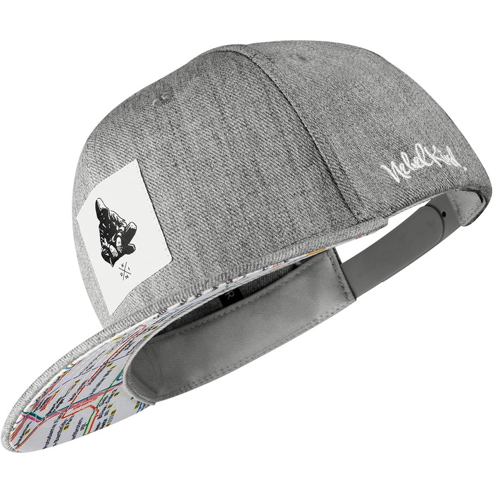 Кепка-снэпбек Nebelkind Berlin Netzplan сіра, унісекс, з регульованим розміром та прямим козирком, стильна бейсболка Streetwear