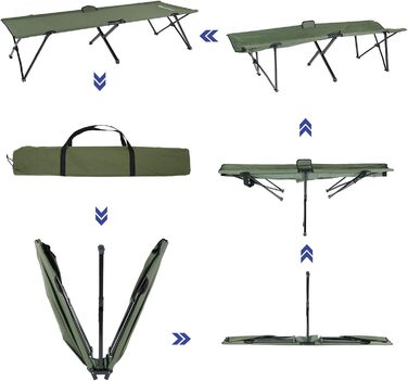 SONGMICS Кемпінгове ліжко для гостей, складане, 260 кг, XXL, 205 x 75 x 46 см, GCB25L, Зелене