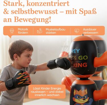 Боксерський мішок дитячий Lululearn® з поворотним верхом, з рукавичками для боксу (від 2 років) для хлопчиків та дівчаток: бокс, карате, тхеквондо