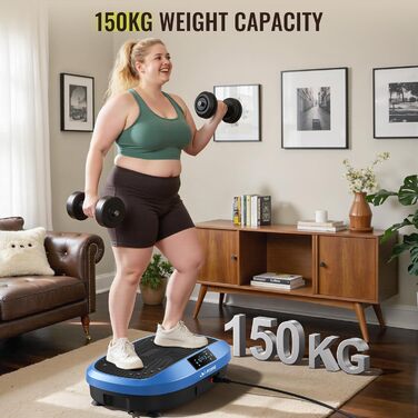 Вібраційна платформа FLYBIRD для всього тіла з пультом дистанційного керування, 120 швидкостей, 150 кг, N-блакитний (Переможець тесту 2025)