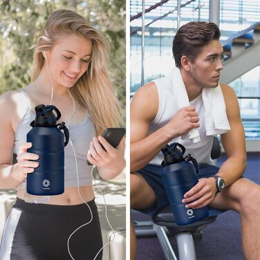 Fjbottle спортивна термобутилка з нержавіючої сталі 1900 мл з магнітною кришкою, без BPA, герметична, для газованої води, спортзалу, школи та фітнесу