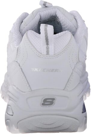 Жіночі кросівки Skechers D'Lites Fresh Start зі шнурівкою та піною Memory Foam, білі зі сріблястими деталями, шкіра та сітка, розмір 38