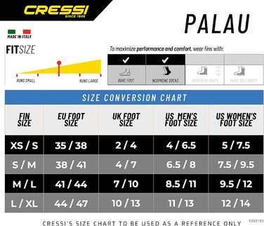 Ласти Cressi Palau Saf короткі регульовані для плавання та снорклінгу, чорні/жовті, розмір L/XL (44-47)