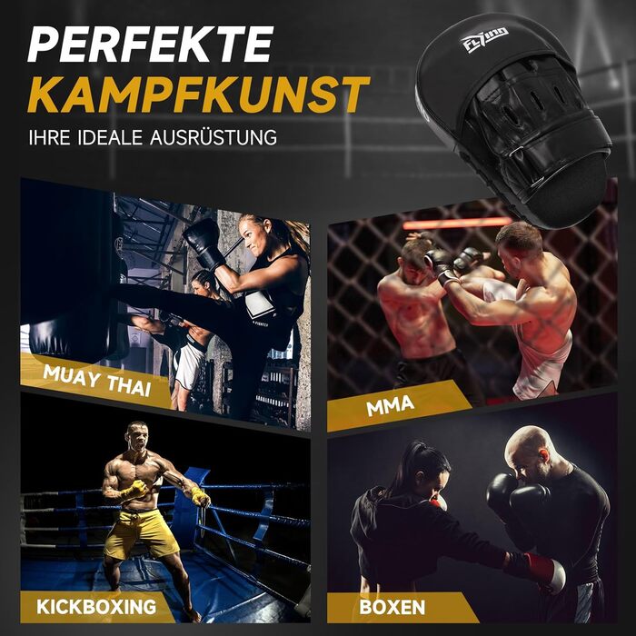 Боксерські подушки Pratzen для MMA, кікбоксингу, карате, тайського боксу, тхеквондо (чорні)