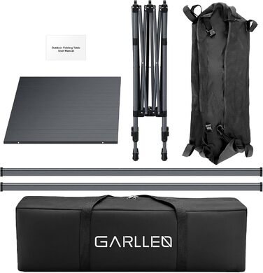 Складний туристичний стіл GARLLEN 100x50 см, 2 положення висоти (70/87 см), з розкатною стільницею, сталевий, для пікніка, грилю, саду, включно з сумкою