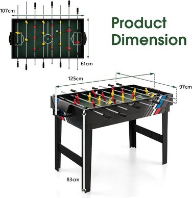 HOMASIS 4-в-1 ігровий стіл з аксесуарами: пінг-понг, хокей на повітрі, більярд, кікер. Підходить для дітей та дорослих, ідеально для барів та вечірок.