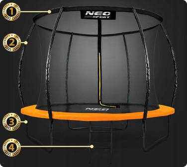 Батут із сіткою Neo-sport 252 см FT 8 (244-252 см)