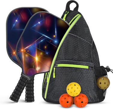 Набір для піклболу Achiou: 2 ракетки з фібергласовою поверхнею, 4 м'ячі (2 outdoor, 2 indoor), сумка Nebula Nexus