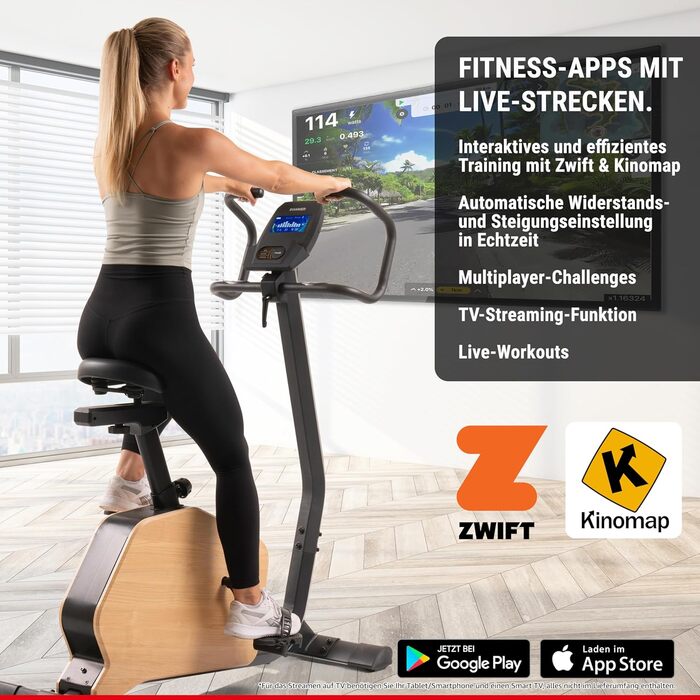 Велотренажер HAMMER CardioPace 5.0 NorsK, 24 програми, Bluetooth, 8 кг маховик, сумісний з Kinomap і Zwift