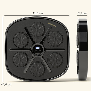 Спортивний Музичний Боксер: Ритмічна тренувальна машина з 9 режимами, Bluetooth, світлодіодними підсвічуванням та боксерськими рукавичками. Чорний колір.