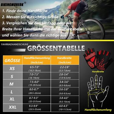 Велосипедні рукавички BIKINGMOREOK для чоловіків та жінок, напівпальцеві, дихаючі, з гелевою амортизацією, антиковзні, MTB, Mountainbike, червоні, XL