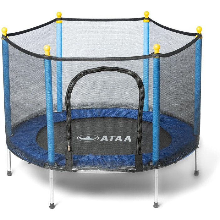 Батут для дітей Salty 140 см з сіткою, захистом та блискавкою, блакитний (для дому та вулиці)