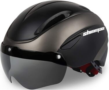Велошолом Shinmax з візором та магнітними окулярами для чоловіків і жінок, регульований, для МТБ і шосе, чорний титан