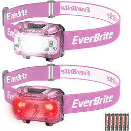 LED налобний ліхтар EverBrite 2 шт. Рожевий з червоним та зеленим світлом, 5 режимів, для кемпінгу та відпочинку на природі