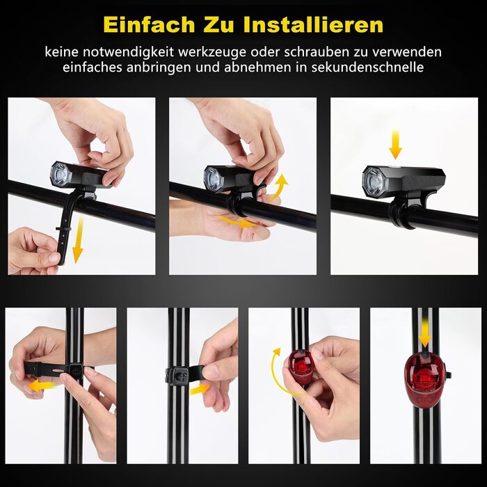 Набір велосипедних ліхтарів LED, STVZO, водонепроникні, USB-зарядка, передній та задній ліхтарі